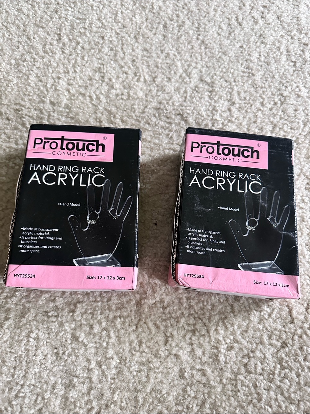 ProTouch Acrylic Hand Ring Rack Display in Pink and Black